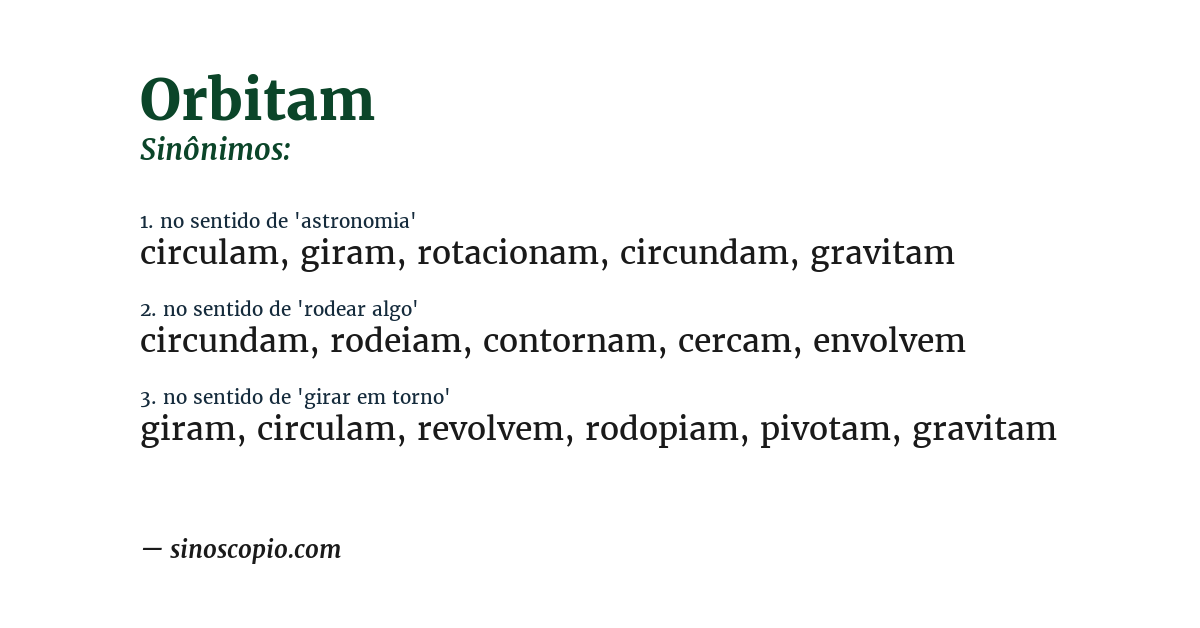 Sinônimo de orbitam