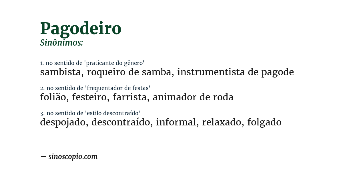 Sinônimo de pagodeiro