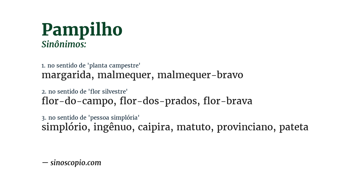 Sinônimo de pampilho