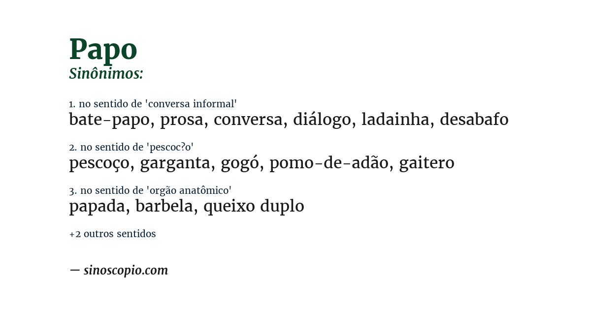 Sinônimo de papo