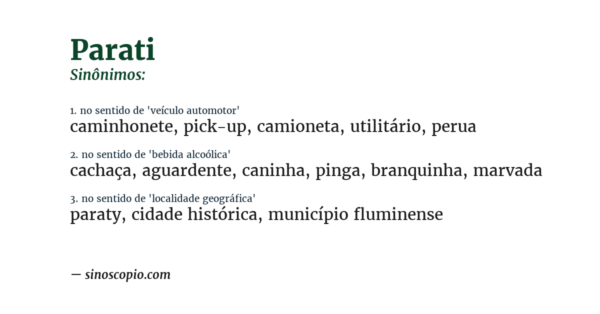 Sinônimo de parati