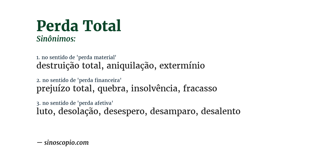 Sinônimo de perda total