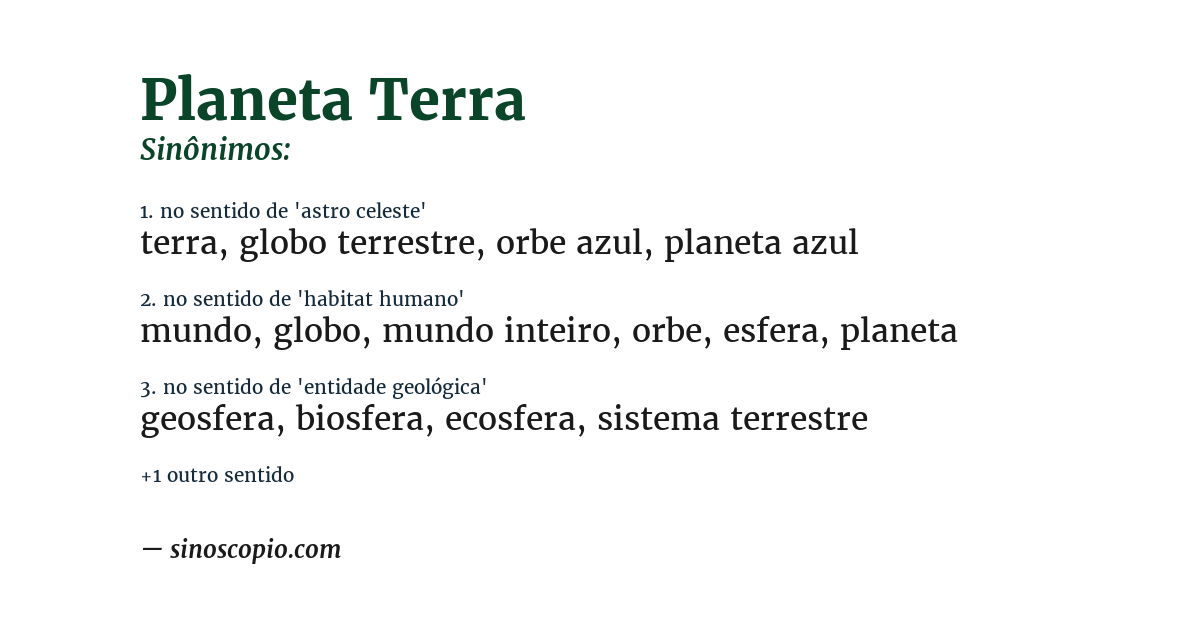 Sinônimo de planeta terra