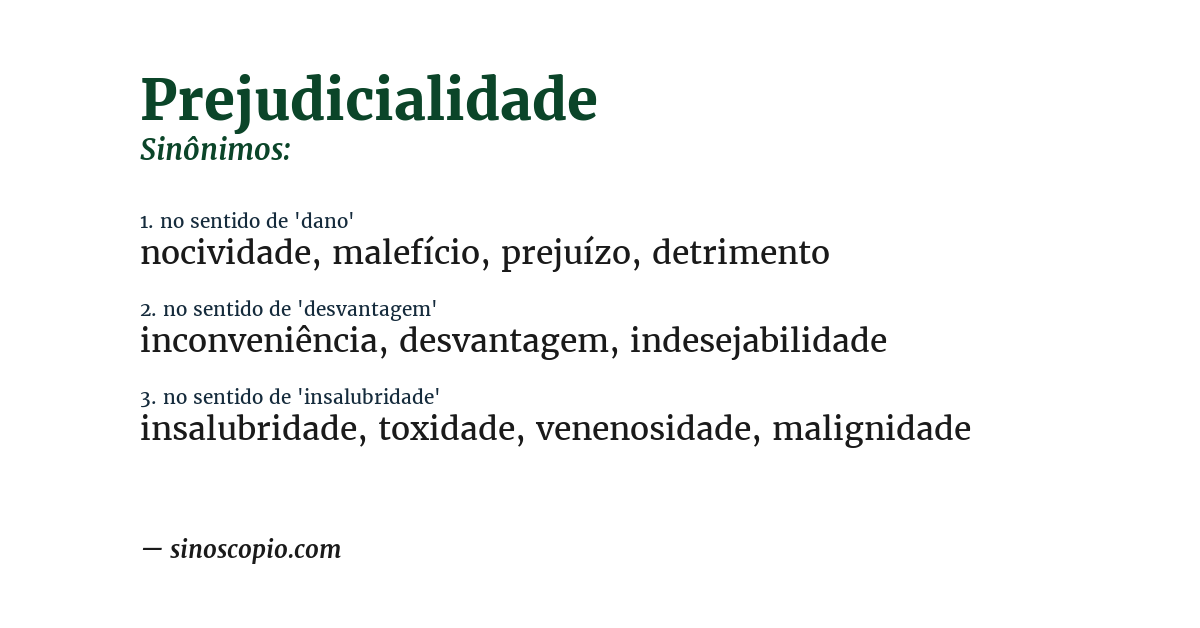 Sinônimo de prejudicialidade