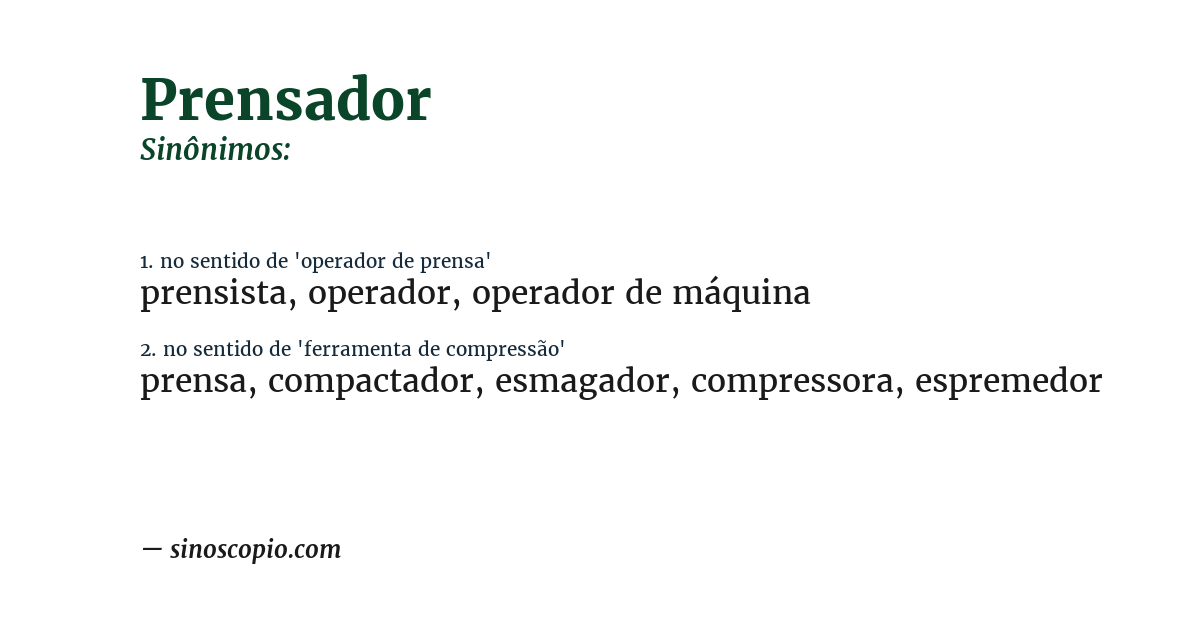 Sinônimo de prensador