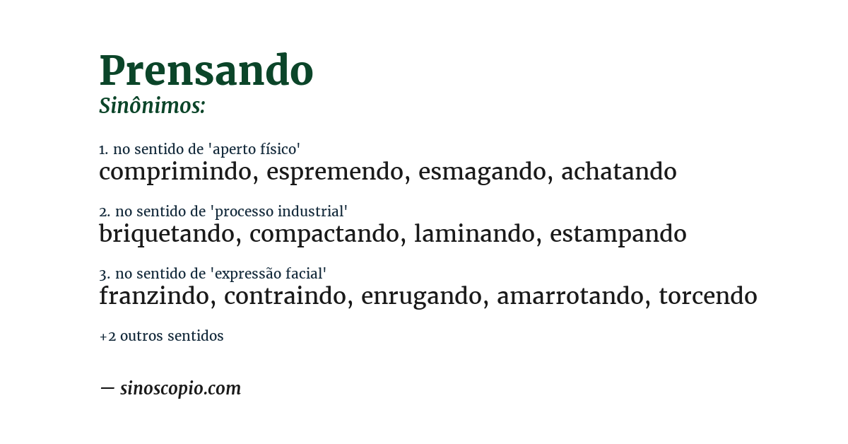 Sinônimo de prensando