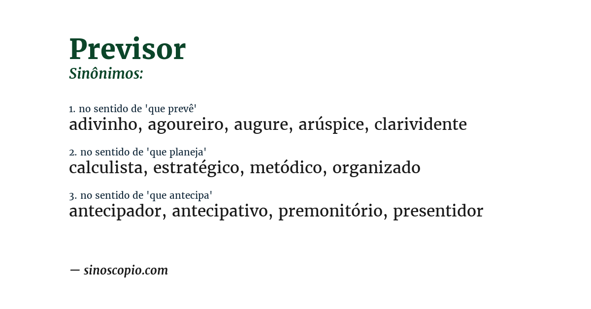 Sinônimo de previsor