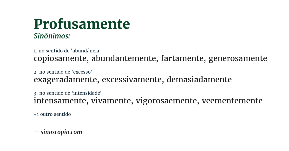 Sinônimo de profusamente