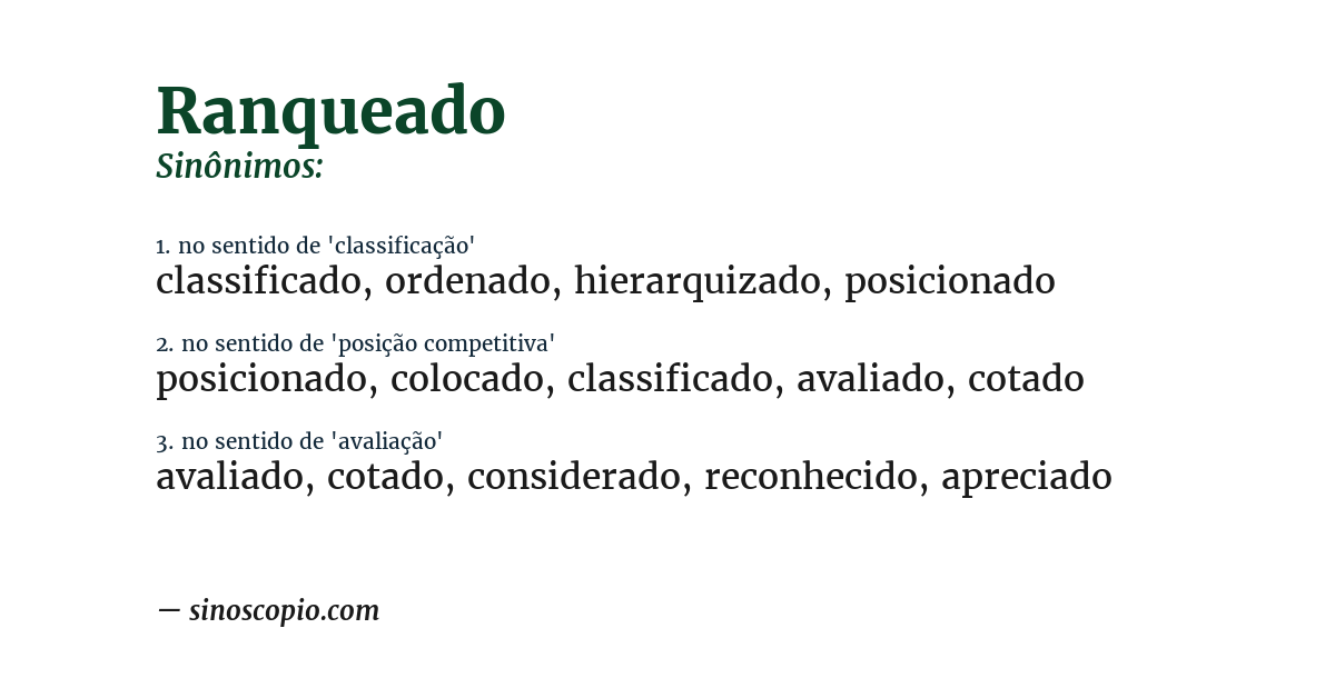 Sinônimo de ranqueado