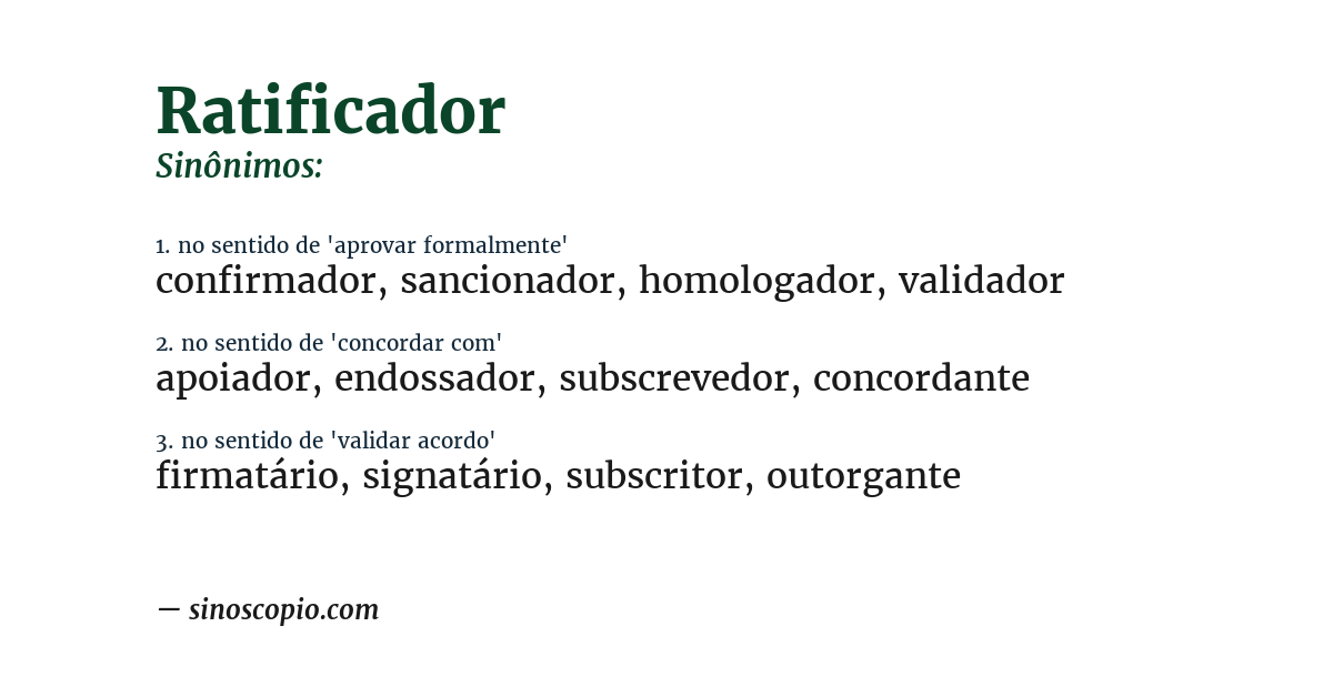 Sinônimo de ratificador