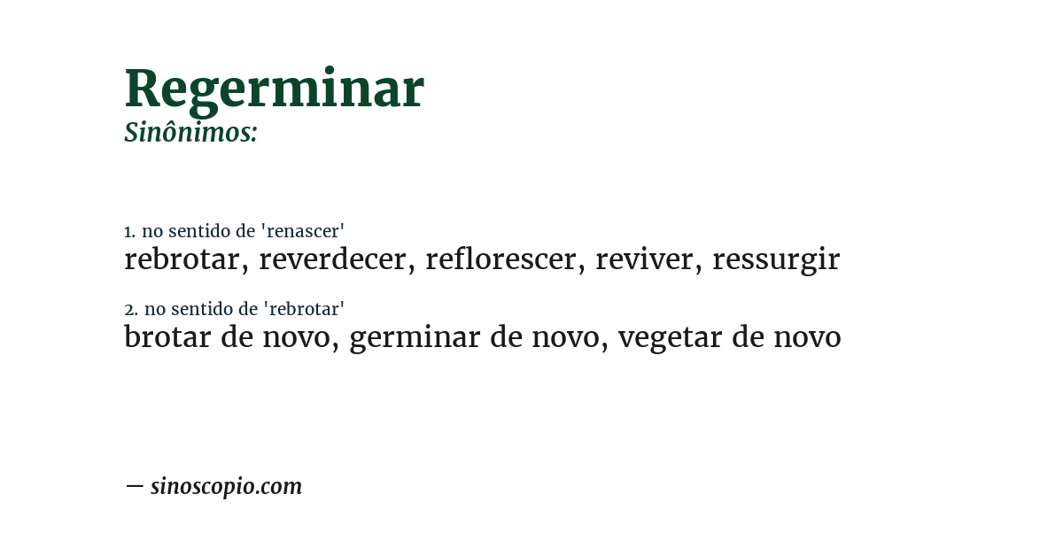 Sinônimo de regerminar