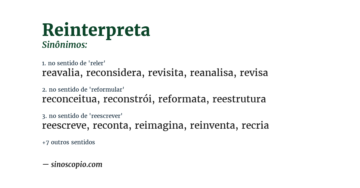 Sinônimo de reinterpreta
