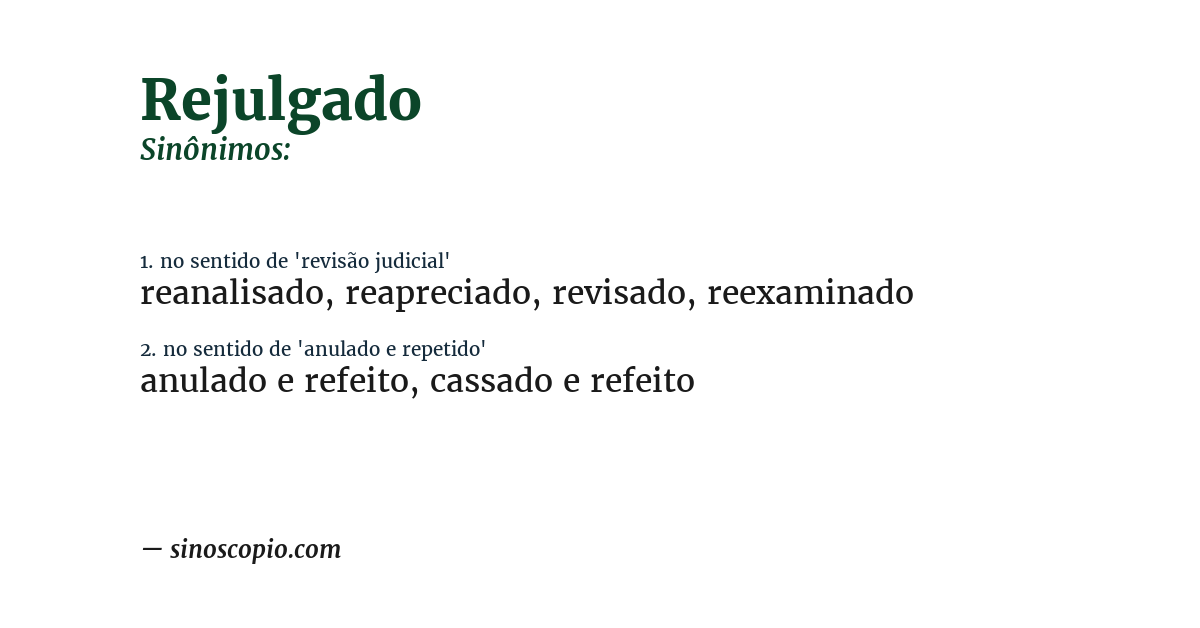 Sinônimo de rejulgado