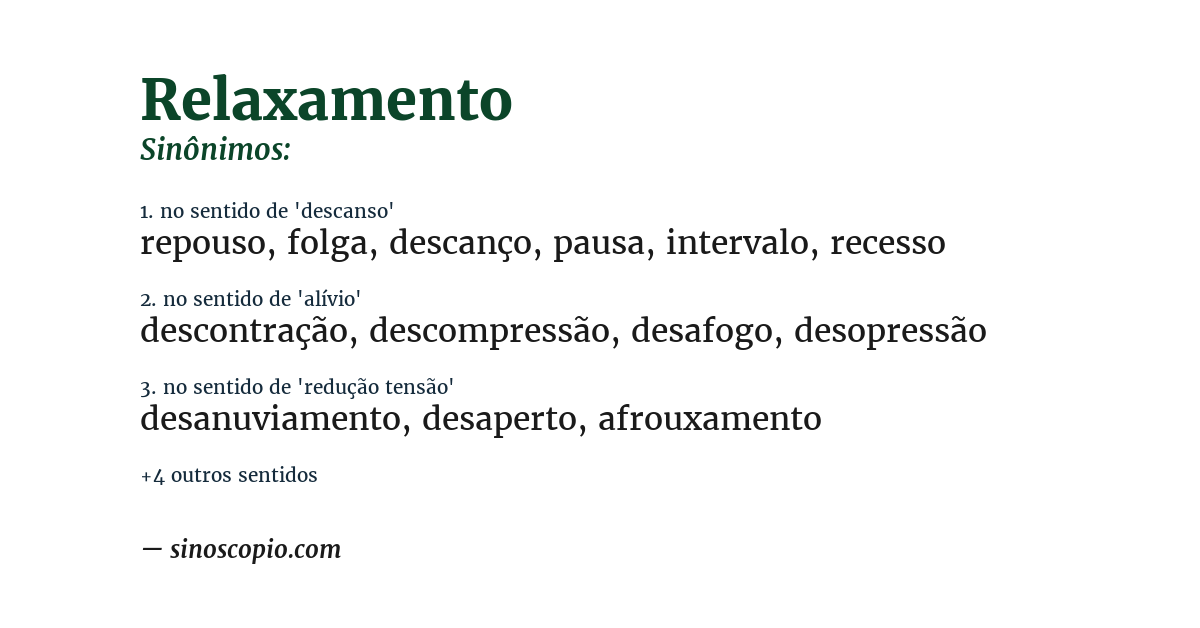 Sinônimo de relaxamento