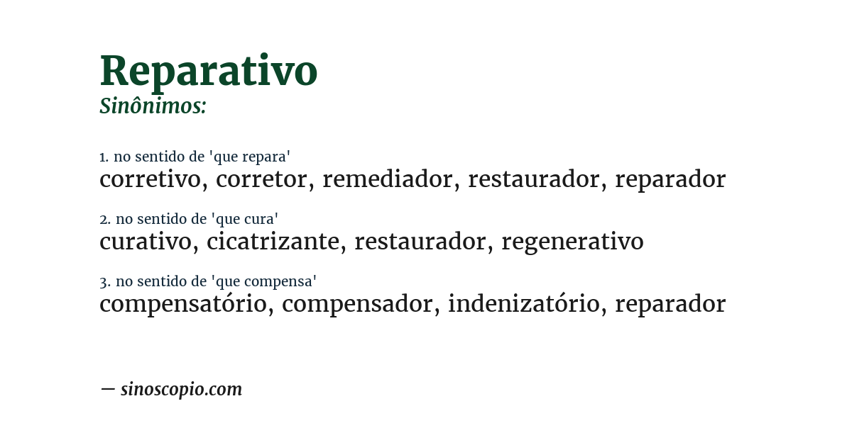 Sinônimo de reparativo