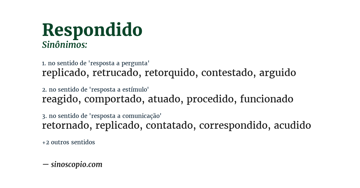 Sinônimo de respondido