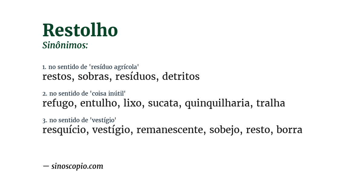 Sinônimo de restolho