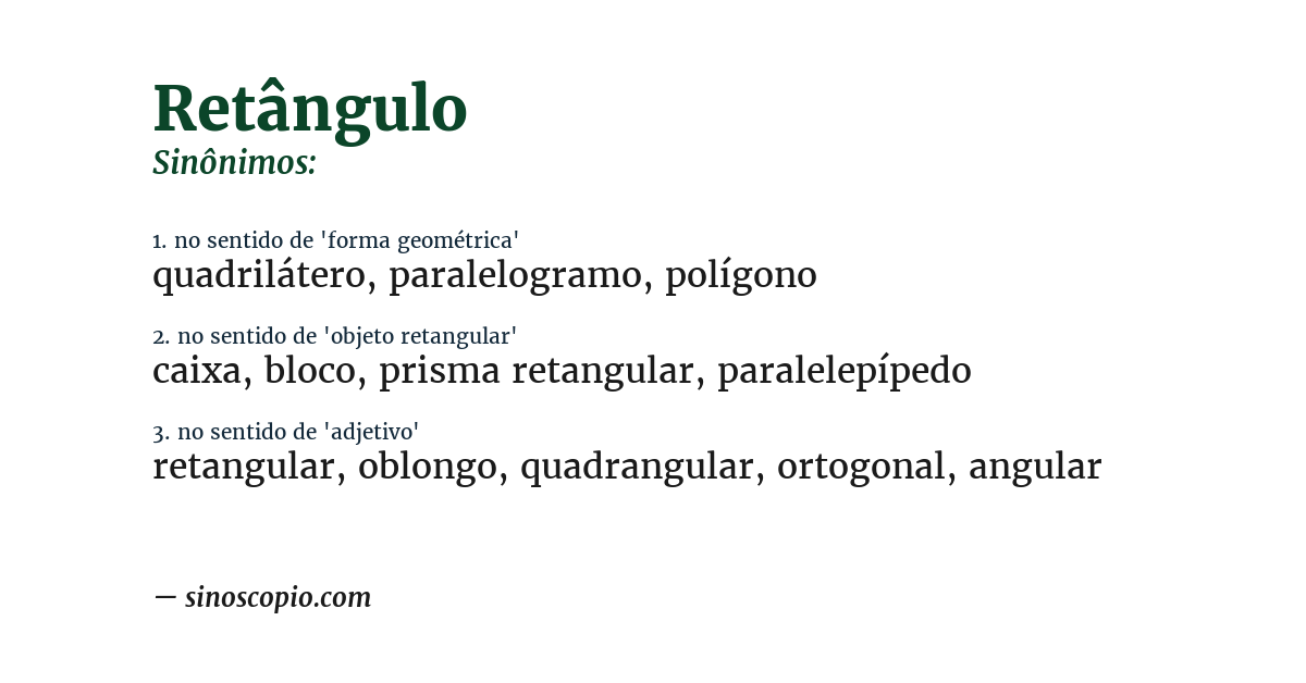 Sinônimo de retângulo