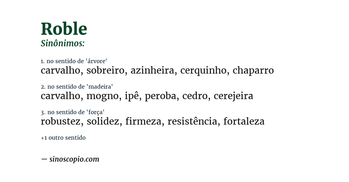 Sinônimo de roble