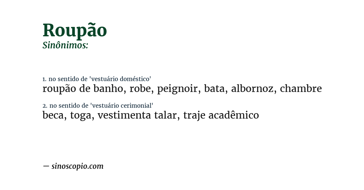 Sinônimo de roupão
