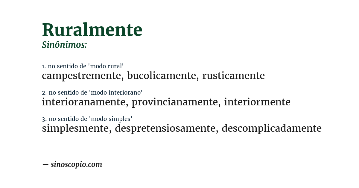 Sinônimo de ruralmente