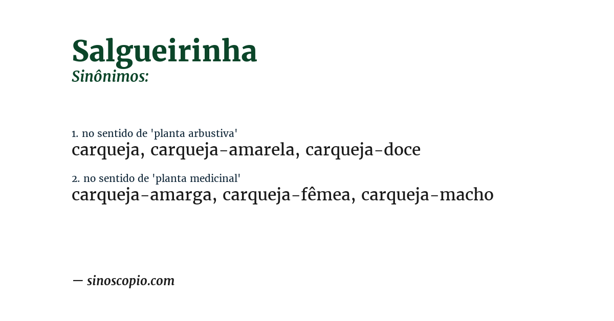 Sinônimo de salgueirinha