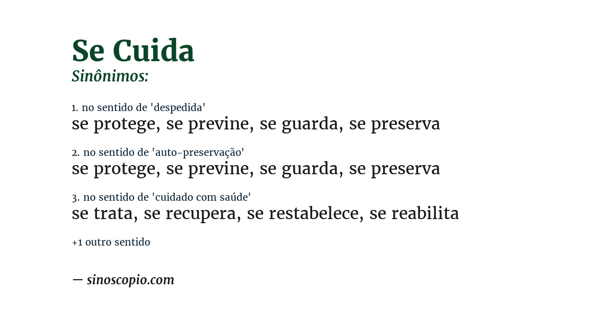 Sinônimo de se cuida