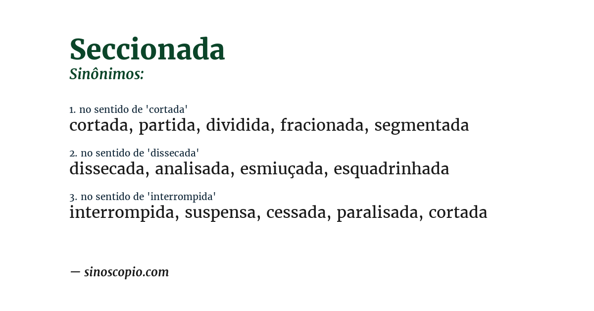 Sinônimo de seccionada