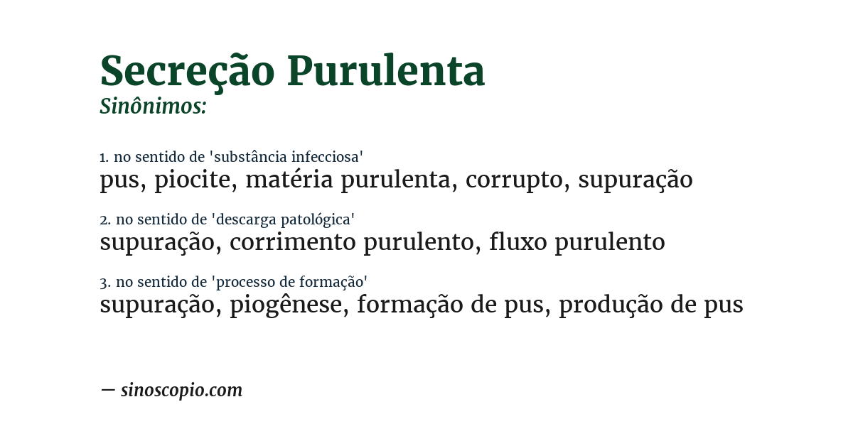 Sinônimo de secreção purulenta