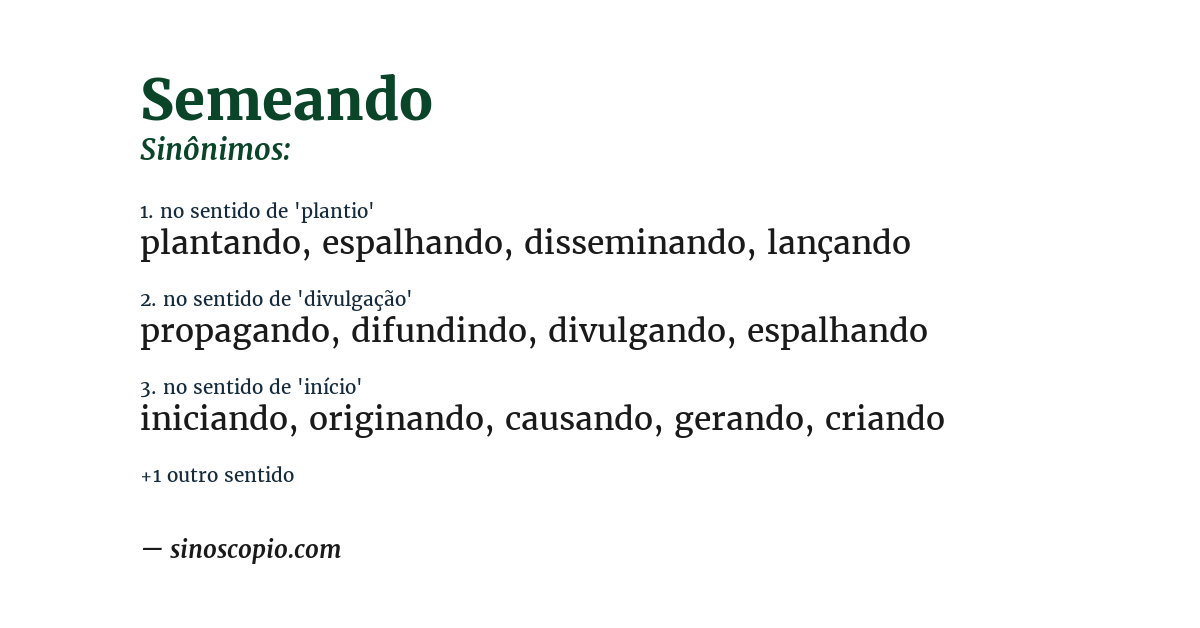 Sinônimo de semeando
