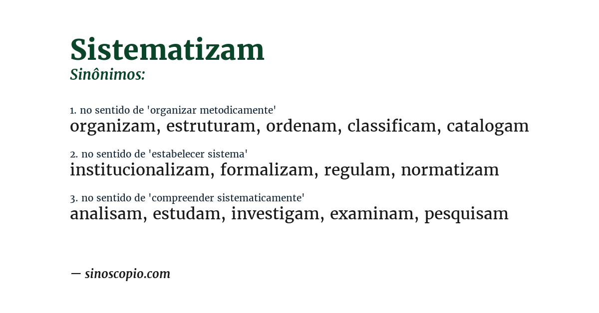 Sinônimo de sistematizam