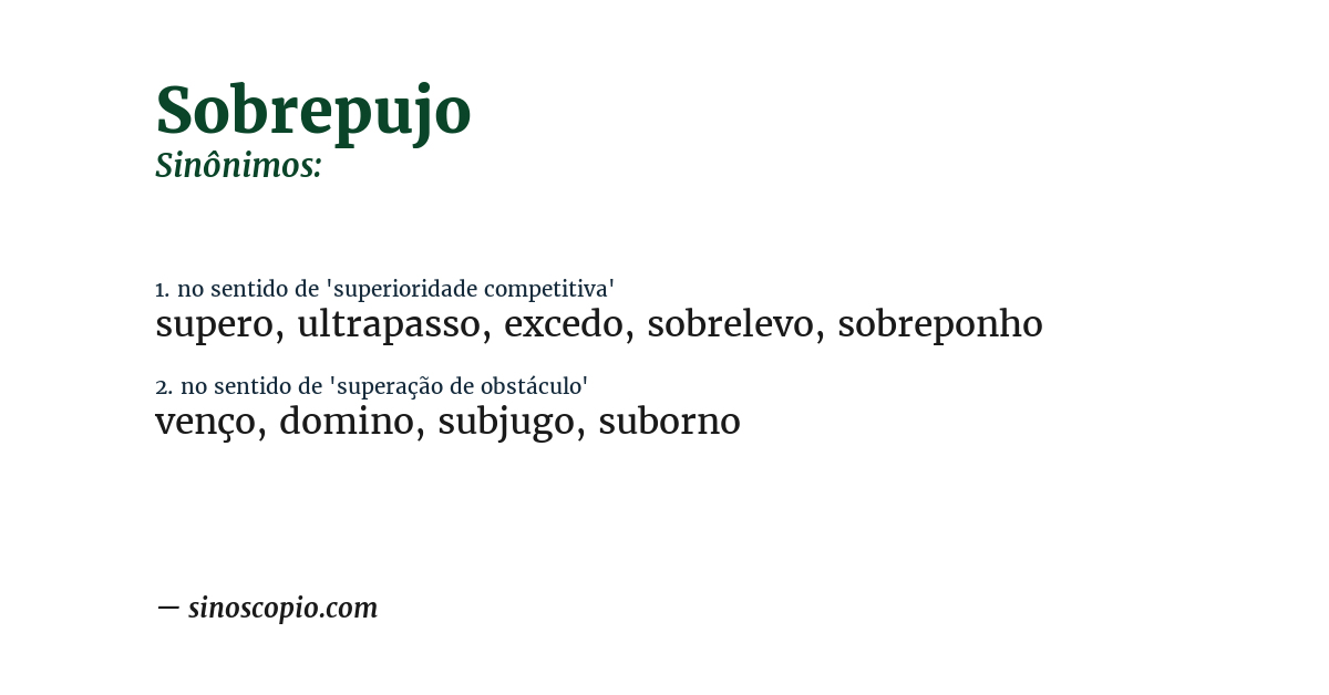 Sinônimo de sobrepujo
