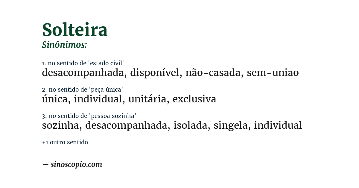 Sinônimo de solteira