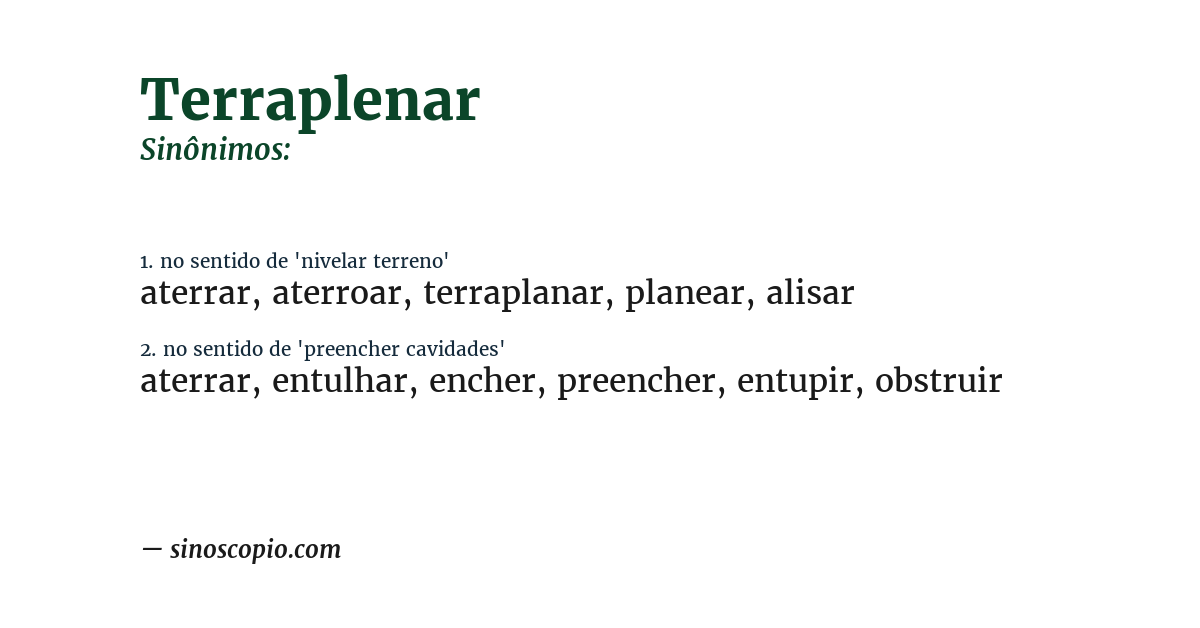 Sinônimo de terraplenar
