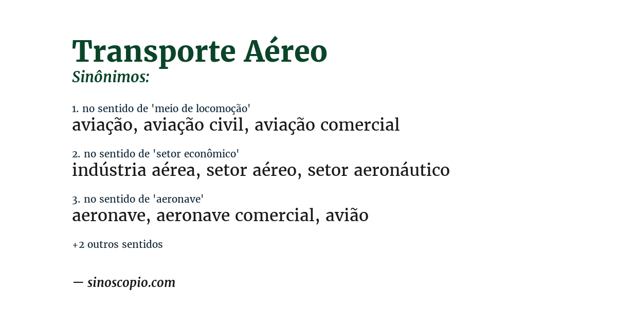 Sinônimo de transporte aéreo