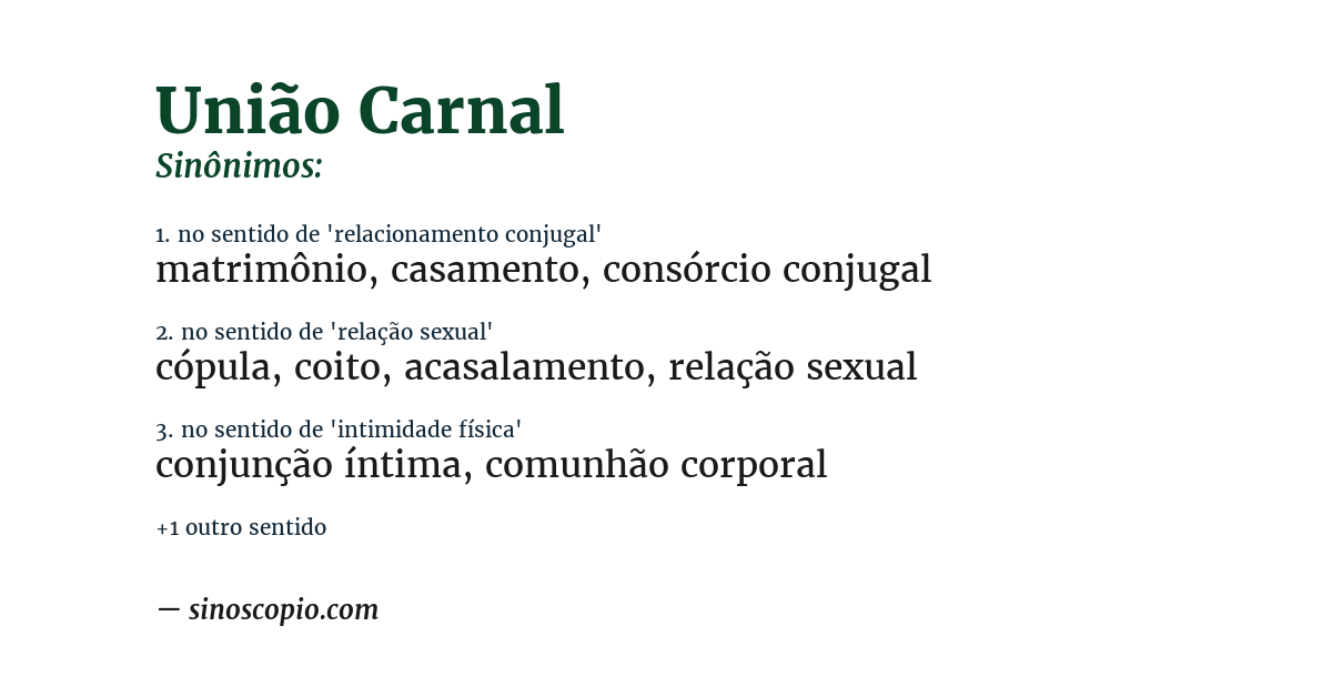 Sinônimo de união carnal