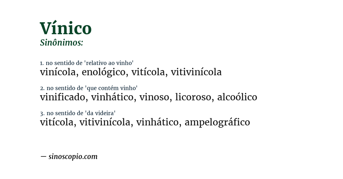 Sinônimo de vínico