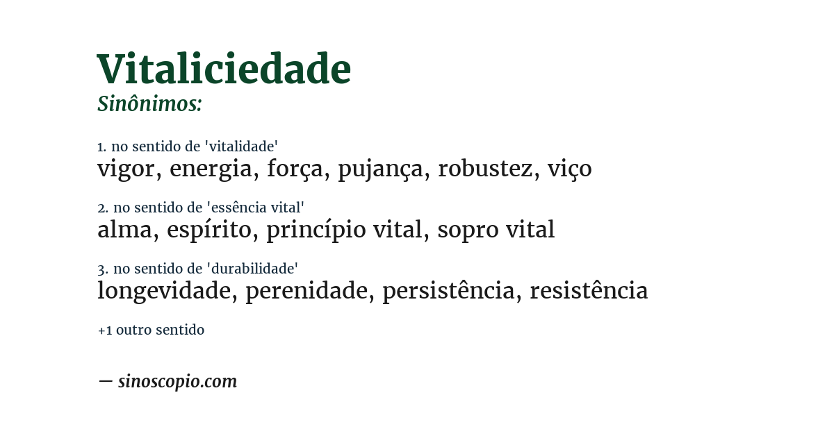 Sinônimo de vitaliciedade