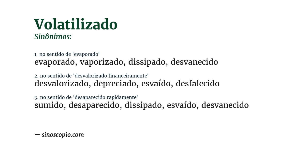 Sinônimo de volatilizado