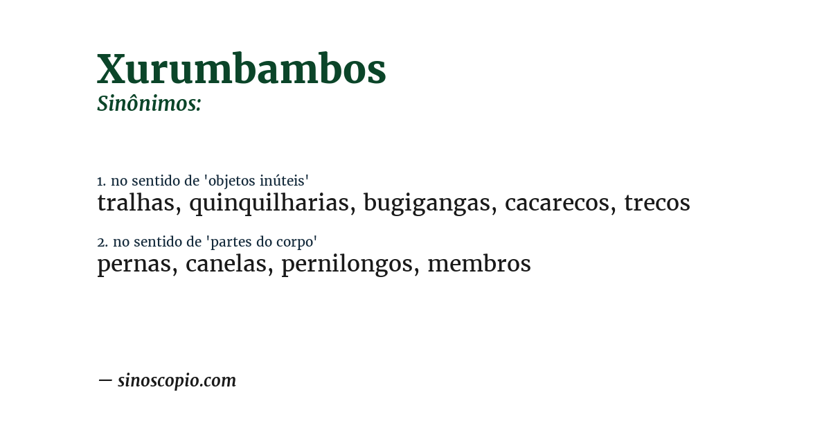 Sinônimo de xurumbambos