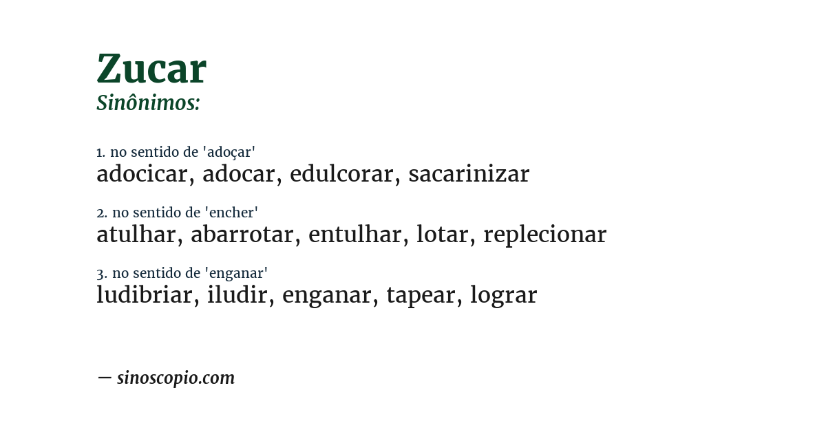 Sinônimo de zucar