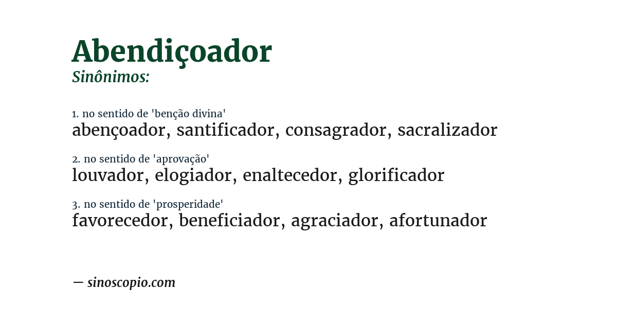 Sinônimo de abendiçoador