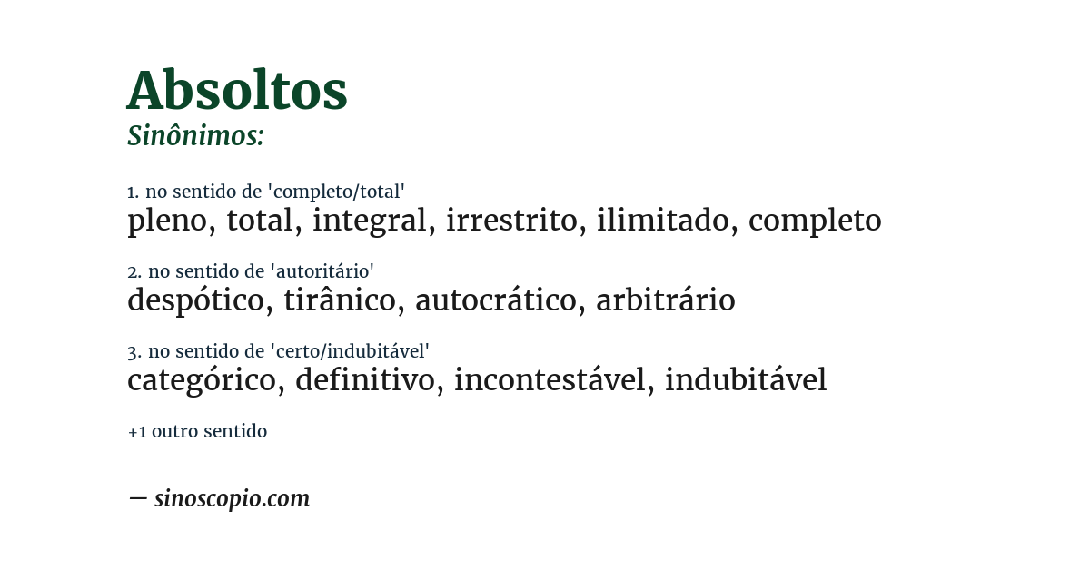 Sinônimo de absoltos