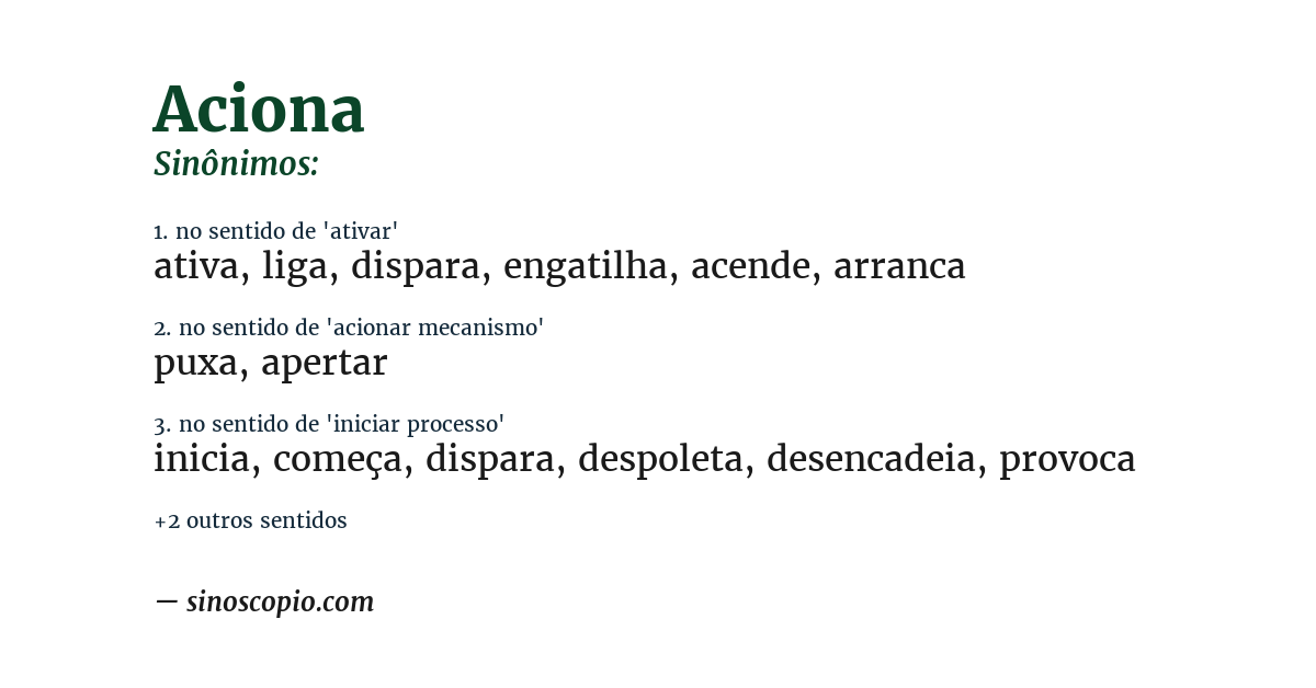 Sinônimo de aciona