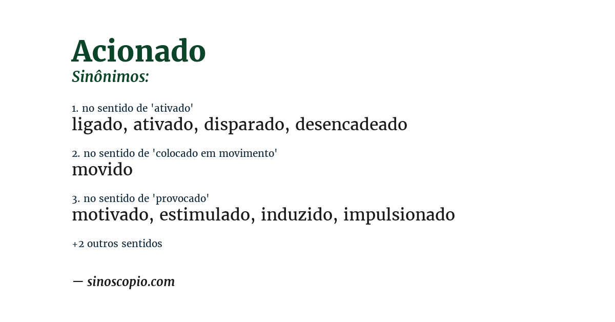 Sinônimo de acionado