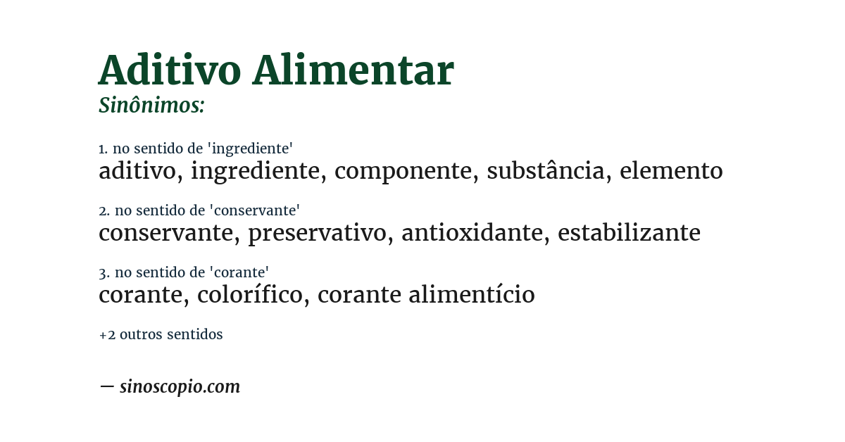 Sinônimo de aditivo alimentar
