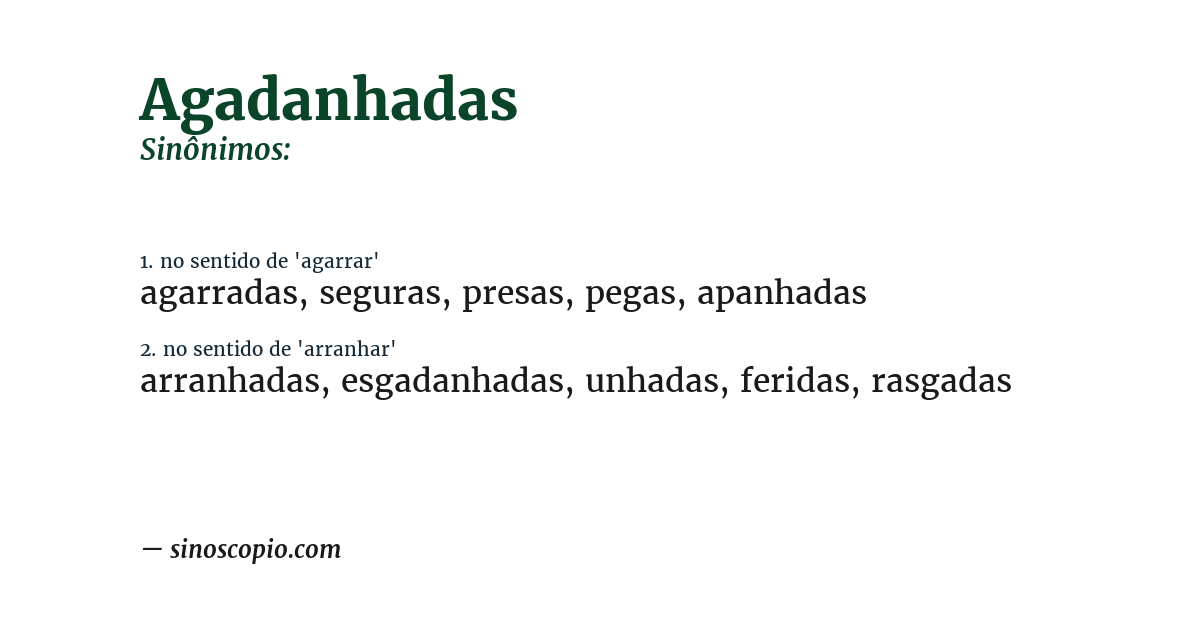 Sinônimo de agadanhadas