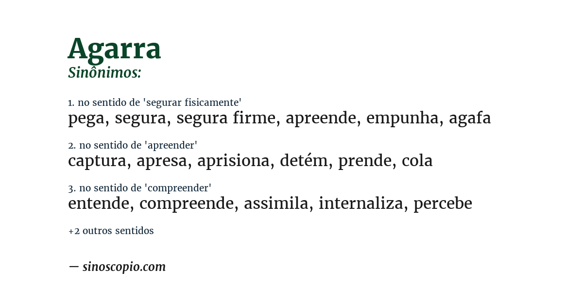 Sinônimo de agarra