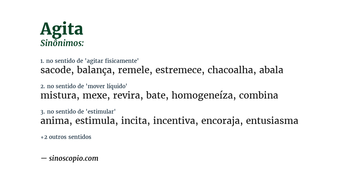 Sinônimo de agita
