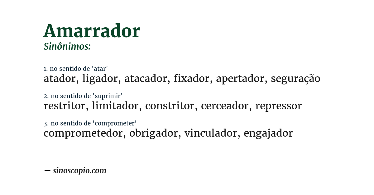 Sinônimo de amarrador